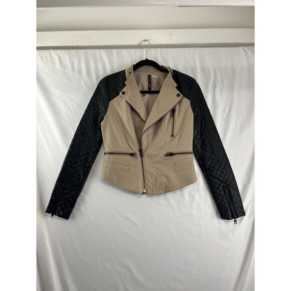 Walter Baker Moto Vegan Biker Jacket Womens Size XS Quilted Arms - Picture 2 of 14